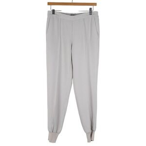 Vince Pintuck Pleat Cady Crepe Jogger Pull On Tapered Trouser Pant Pale Grey S